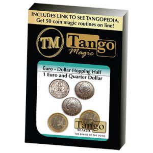 Euro-Dollar Hopping Half (1 Euro and Quarter Dollar) by Tango Magic-Trick (ED004)
