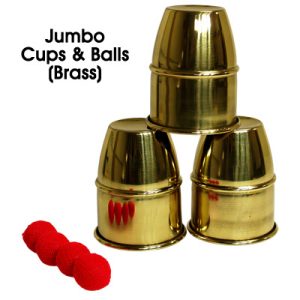Jumbo Cups & Balls (Brass) by Premium Magic